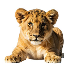 Fototapeta premium Lion cub isolated against black background