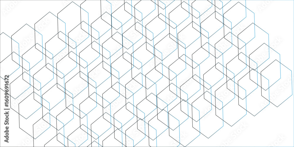 Fototapete seamless pattern with hexagon square cube geometric pattern shapes grid metal element texture design
