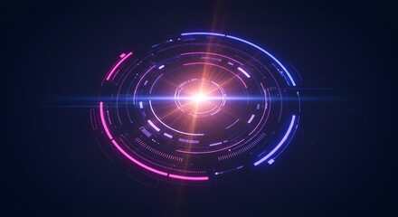 Futuristic Technology Interface with Glowing Light and Circular Design
