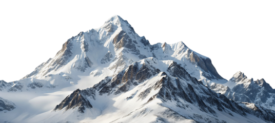 Majestic mountain peaks under a clear blue sky with snow covered landscapes and rocky formations