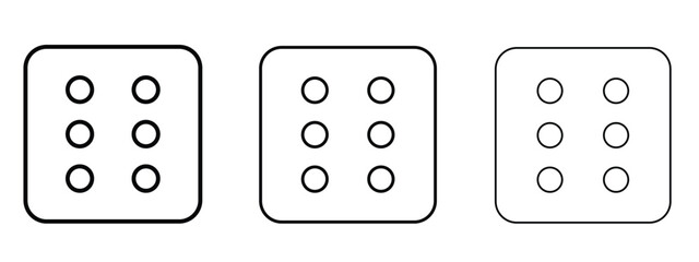 Dice six icon linear style sign for mobile concept and web design.