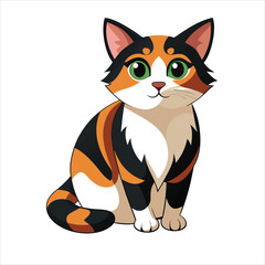 Fototapeta premium Vector Art of Calico Cat