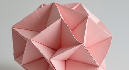 Geometric Pink Origami Sphere Close-Up