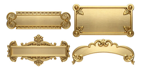 Elegant decorative gold plaques and ornate frames for a luxurious classic interior design theme