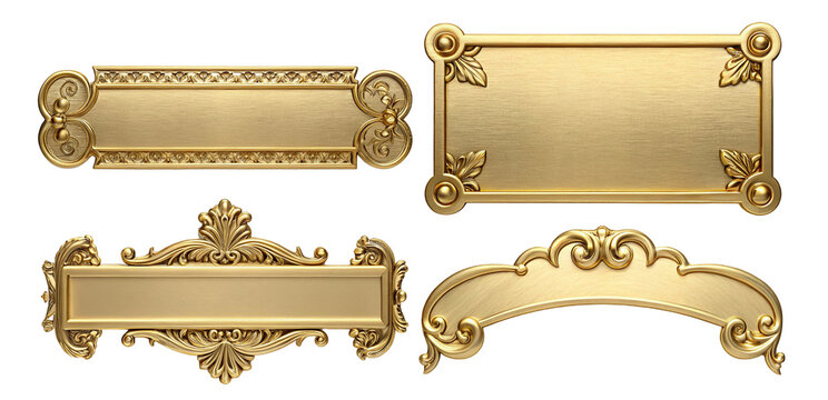 Elegant decorative gold plaques and ornate frames for a luxurious classic interior design theme