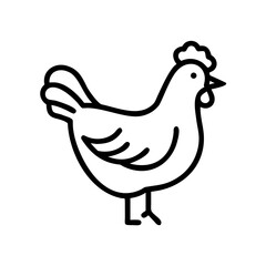 Chicken icon with beak and tail in monochrome vector style  