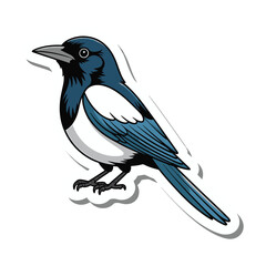 Beautiful magpie perched elegantly, combining realistic detail and stylized simplicity for design use  vector illustration
