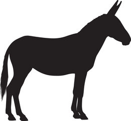 Fototapeta premium Mule Silhouette Vector Illustration - Black Hybrid Equine Outline