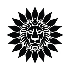 Talavera Lion Head with Sunburst Tile Background