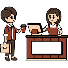 Illustration of a man ordering a coffee 