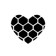 Fototapeta premium Heart shape made of honeycomb in a minimalist black design
