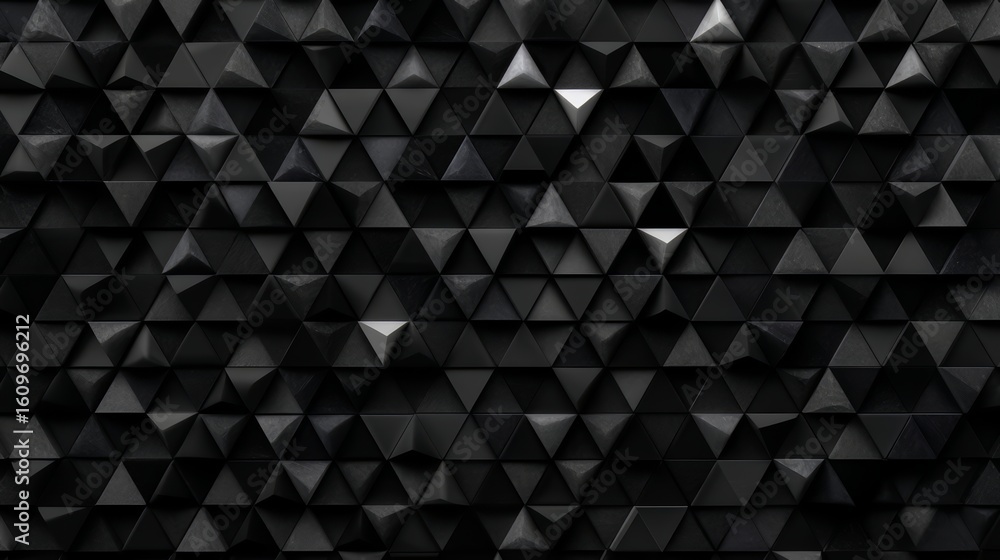 Poster black and white image of a pattern of triangles. the image is abstract and has a modern feel to it