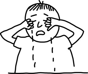 Crying Hand-Drawn Face Illustration