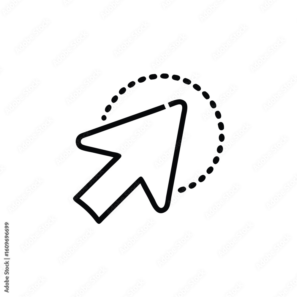 Poster Computer cursor arrow with dotted circle outline on click pointer