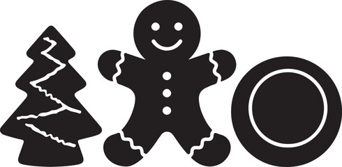 Christmas Decorative element Christmas cookies icon in silhouette on white background