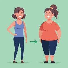 Weight Loss Transformation Before and After Illustration of a Woman