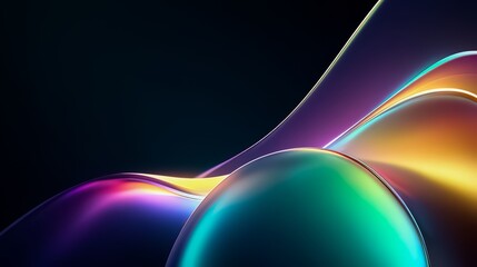Colorful abstract painting with a black background. The painting is full of vibrant colors and has a sense of movement