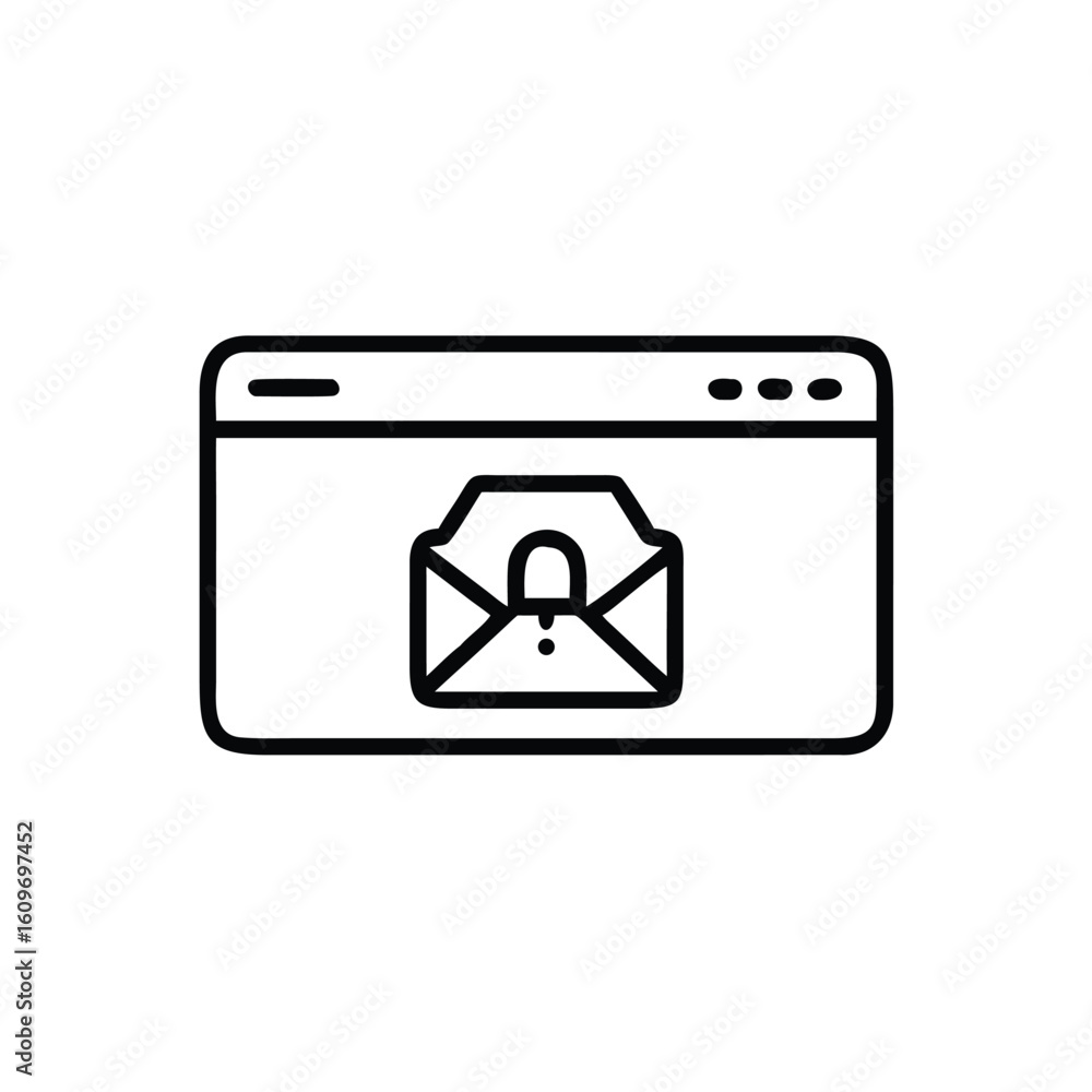 Poster minimalist outline icon a pop up window with a locked envelope email