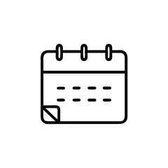 Outline a calendar page with three rings grid lines icon planner