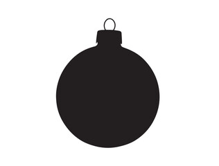 Christmas Decorative element Bauble in silhouette on white background