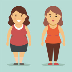Before and After Weight Loss Transformation Illustration of Two Women