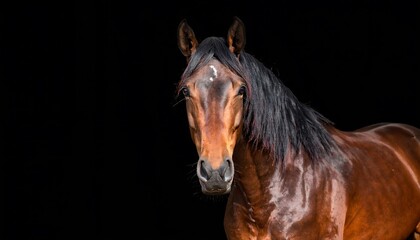 Fototapeta premium Close-up portrait of a brown horse (1)