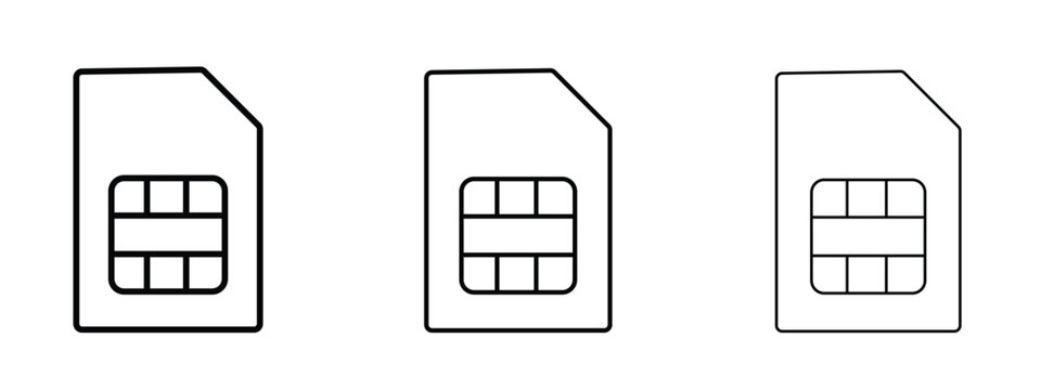 Sim card icon linear style sign for mobile concept and web design.