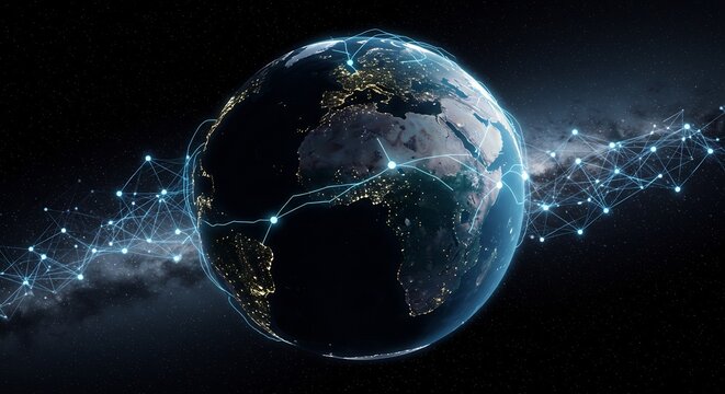 Global Network Connections Illustrating Digital Connectivity - Powered by Adobe