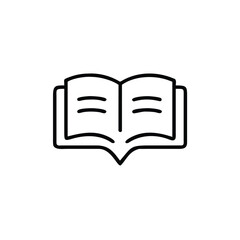 Outline an open book with lines on pages text
