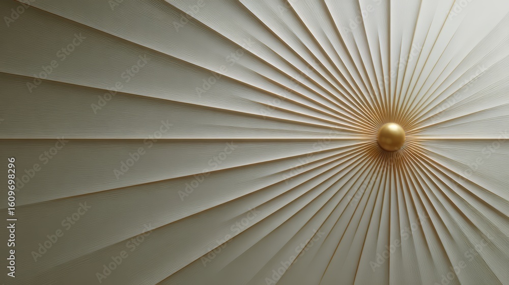 Poster gold and white object with a spiral design. the spiral design is made up of many small lines