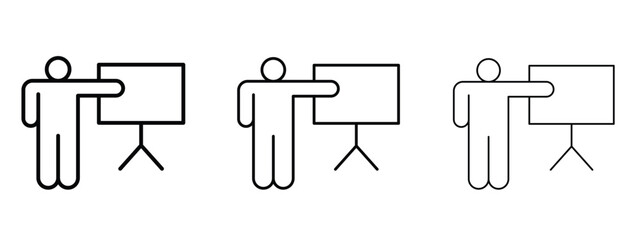 User chalkboard icon linear style sign for mobile concept and web design.