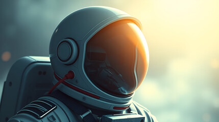 AI generated illustration of A brave astronaut with a blurry background