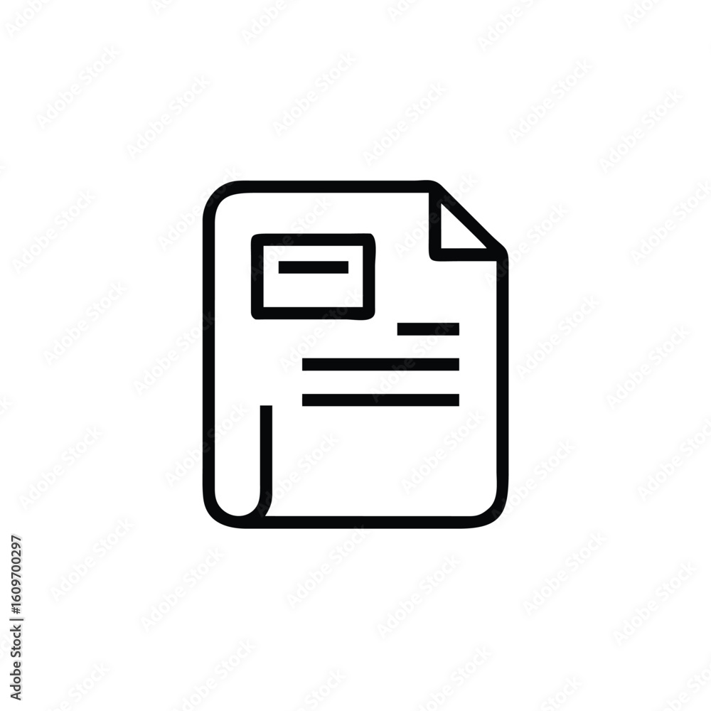 Aufkleber outline icon a document with text a folded corner paper writing