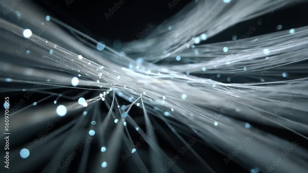 Poster abstract digital web: an intricate display of luminous digital pathways, interwoven with data points