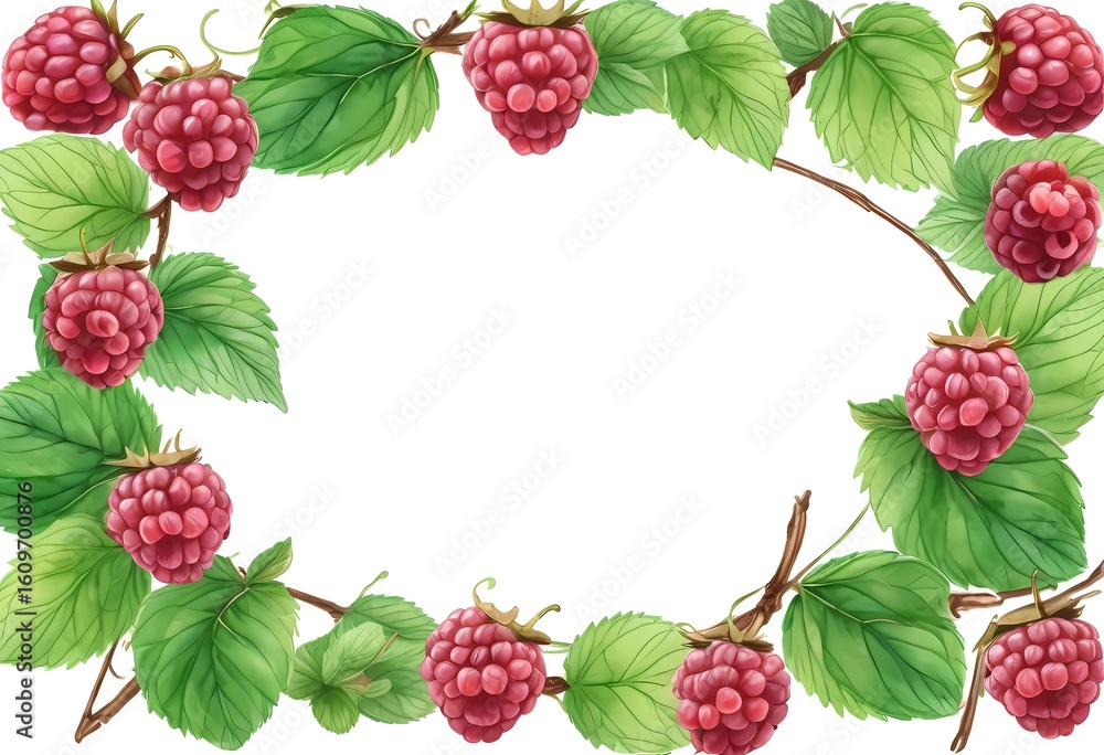 Poster Delicate raspberry fruit watercolor design inviting creativity and warmth for various occasions and personalized expressions Generative AI