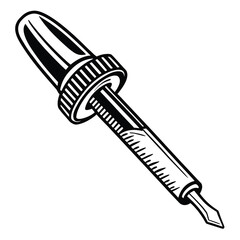 Vintage Medicine Dropper Illustration for Medical or Scientific Designs, Monochrome Aesthetic of Healthcare Equipment and Laboratory Tools
