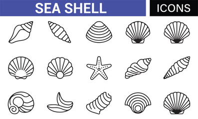 Various Sea Shell Icons for Beach and Ocean Life Representation