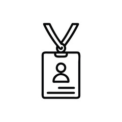 Outline icon a lanyard with a press badge photo id vector
