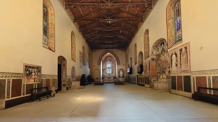 Nave inner walls frescoed by XIV-XV centuries Sienese artists, Chiesa di Sant'Agostino Church,...