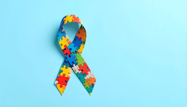 Awareness ribbon on blue background