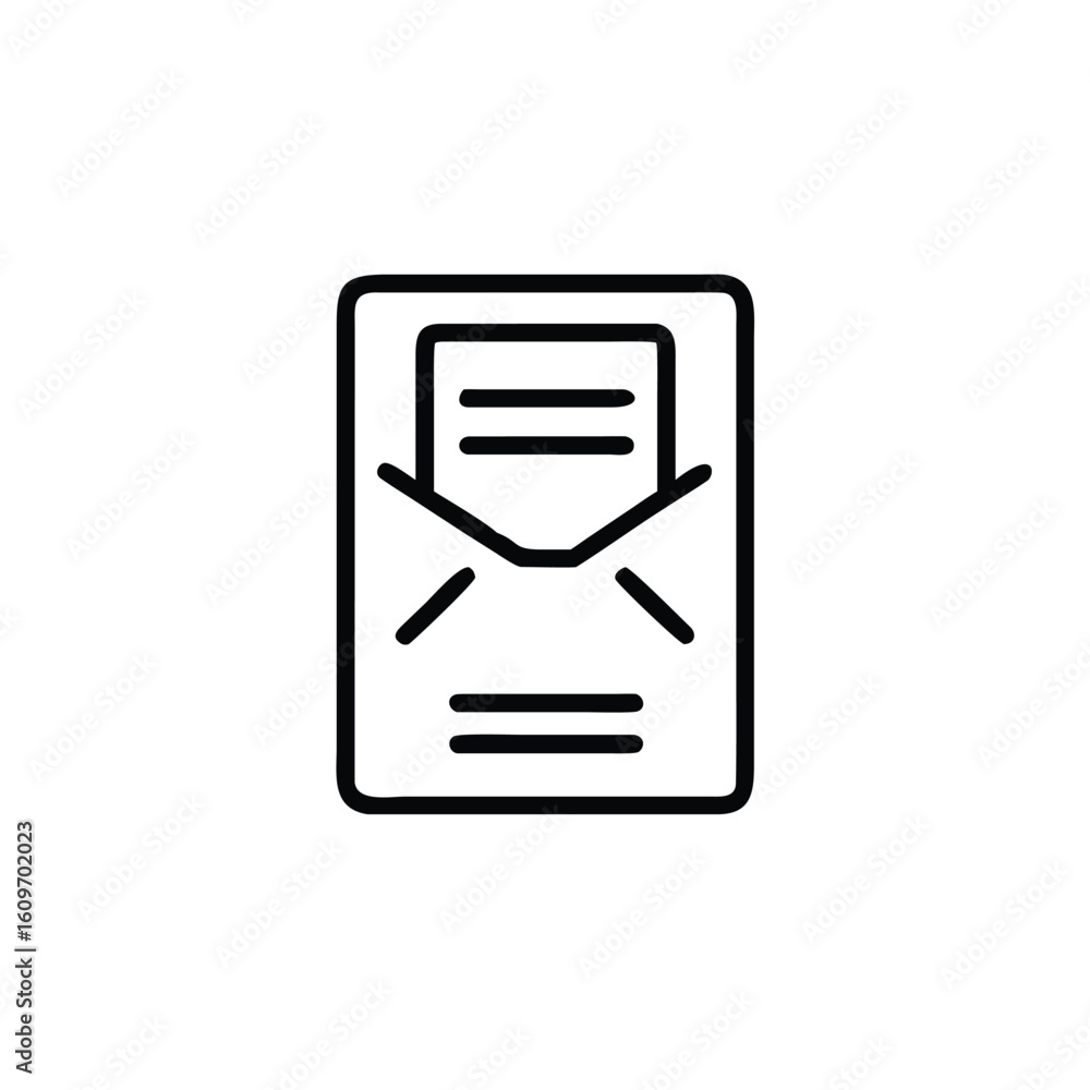 Poster outline icon an open envelope with paper inside letter mail