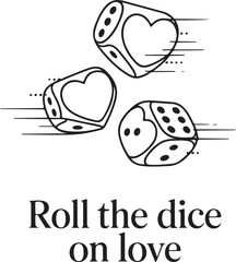 Heart Dice Rolling Vector Illustration Game of Love Concept