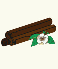 Flat Design Illustration with Cinammon and Tea Tree Background