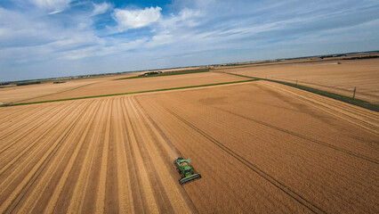 combine harvester working in a field