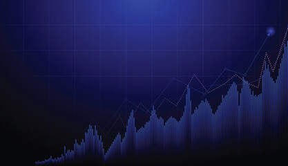 stock market graph chart. illustration investment trading graph chart vector on blue background.