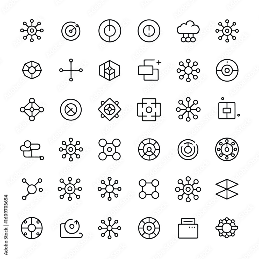 Poster abstract geometric network and circular icons vector