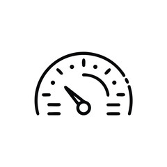 Outline speedometer icon with needle pointing left gauge dial