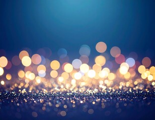 Abstract bokeh lights on a dark blue background