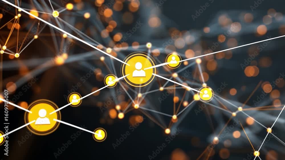 Poster network of human connections: an abstract representation of interconnected individuals within a digi