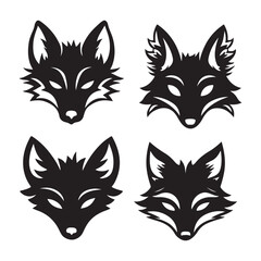 Fox Head Silhouette Icon Set